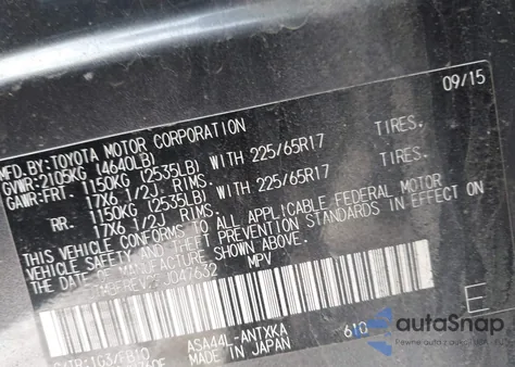 2015 Toyota Rav4 Le z USA, uszkodzony, nr VIN JTMBFREV2FJ047632